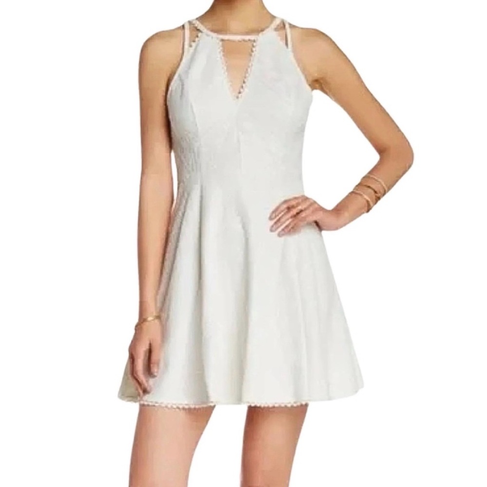 Free People Miss Connections Cutout Mini Ivory Lace Sleeveless Dress Size 4
